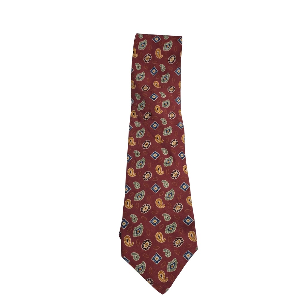 Joseph Abboud Mens Silk Paisley Medallion Tie OS Burgundy Blue